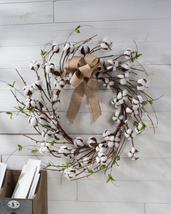 easy wreaths with cotton DIY decorating ideas and crafts