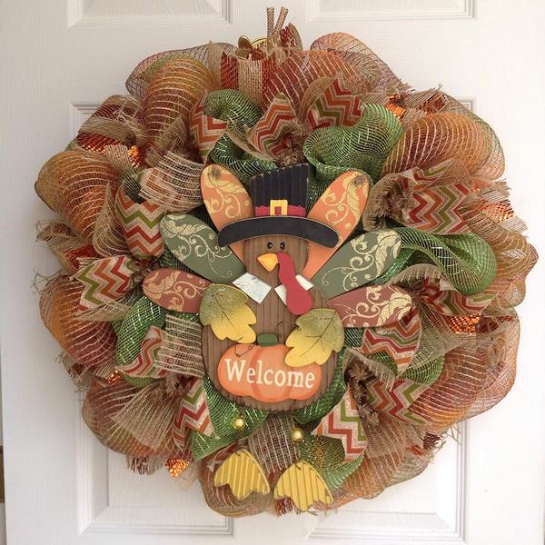fall and thanksgiving wreaths for front door and wall decoration ideas