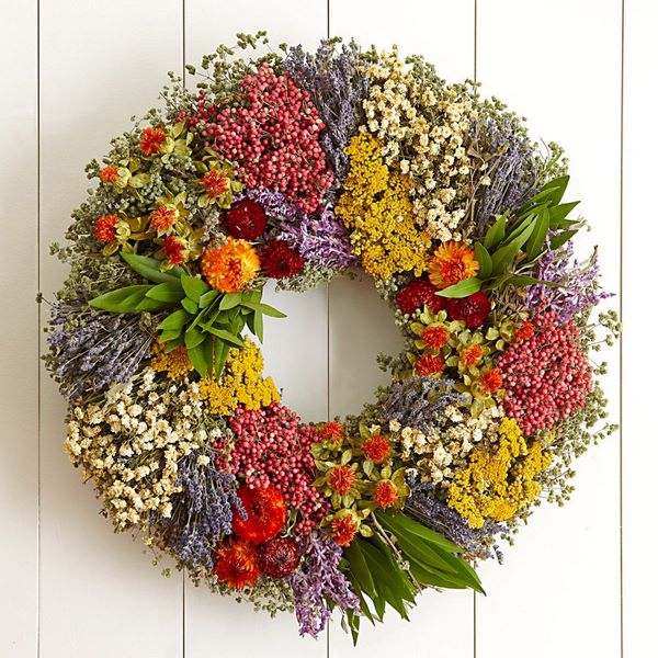 fall wreath of flowers thanksgiving ideas for front door