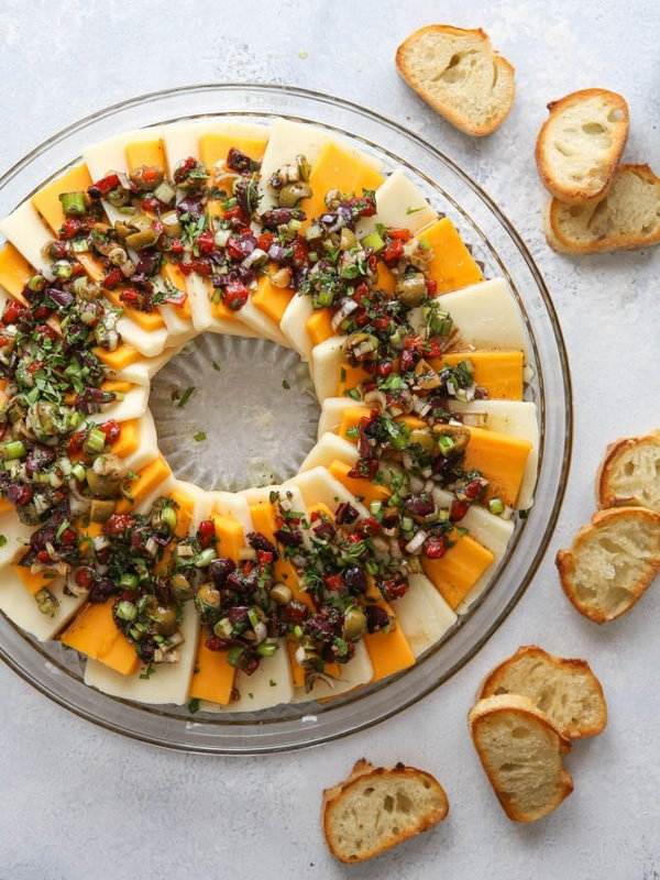 festive christmas appetizers marinated cheese wreath recipe