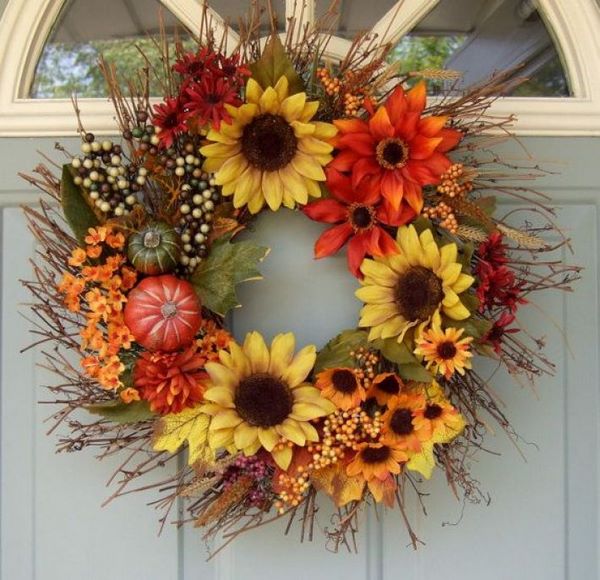 flower wreath ideas for thanksgiving decoration