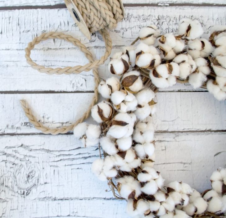 how to make cotton wreath DIY stems tutorial