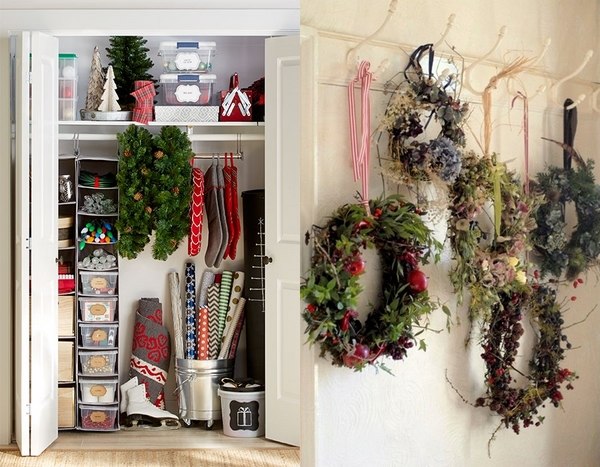 how to store christmas decorations DIY wreath storage ideas