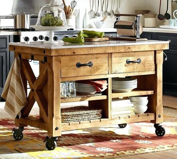 Kitchen Islands On Wheels Functional, Retractable Casters For Kitchen Island