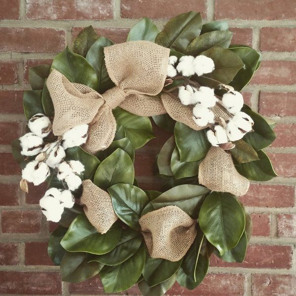 magnolia leaves cotton and burlap wreath creative home decor ideas