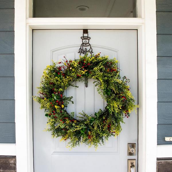 JXWH Wreath Hook For Front Door Pvc Door Hanger Over The Door Wreath Coat Christmas Hanger Metal Hanging Hook For Bathroom Bedroom Black 2 Pack 