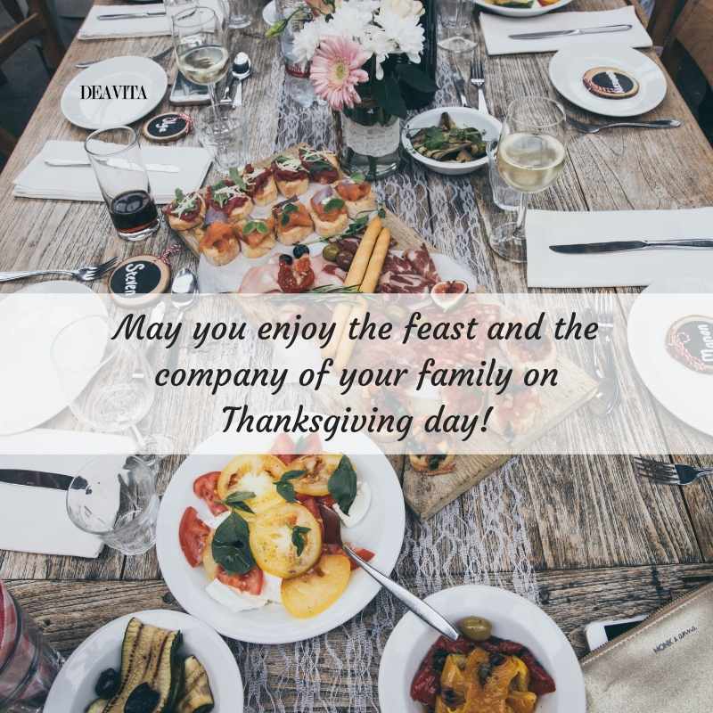 thanksgiving feast and family photo cards with greetings and wishes 