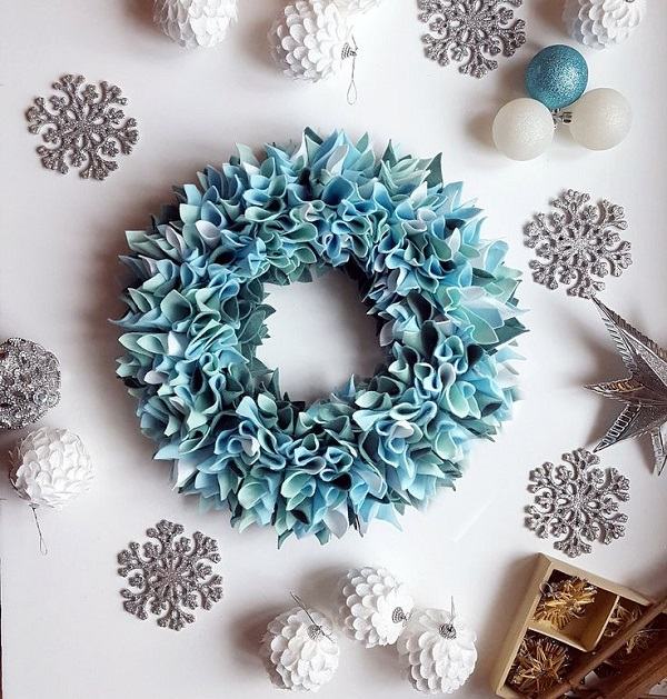 wreaths for front door Christmas decor blue white