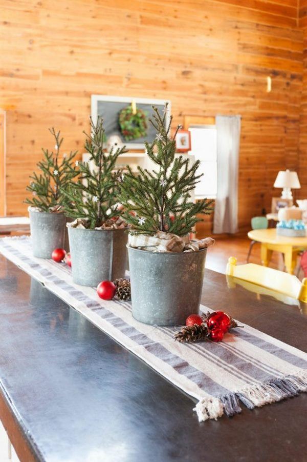 DIY Christmas tree stand bucket table decorating ideas