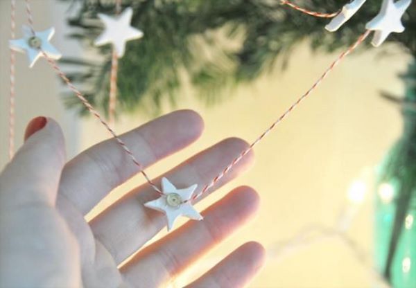 DIY christmas tree ornaments salt dough star garland
