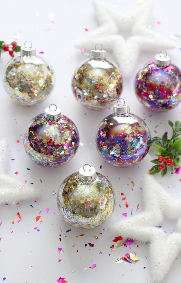 DIY glitter confetti christmas tree ornaments