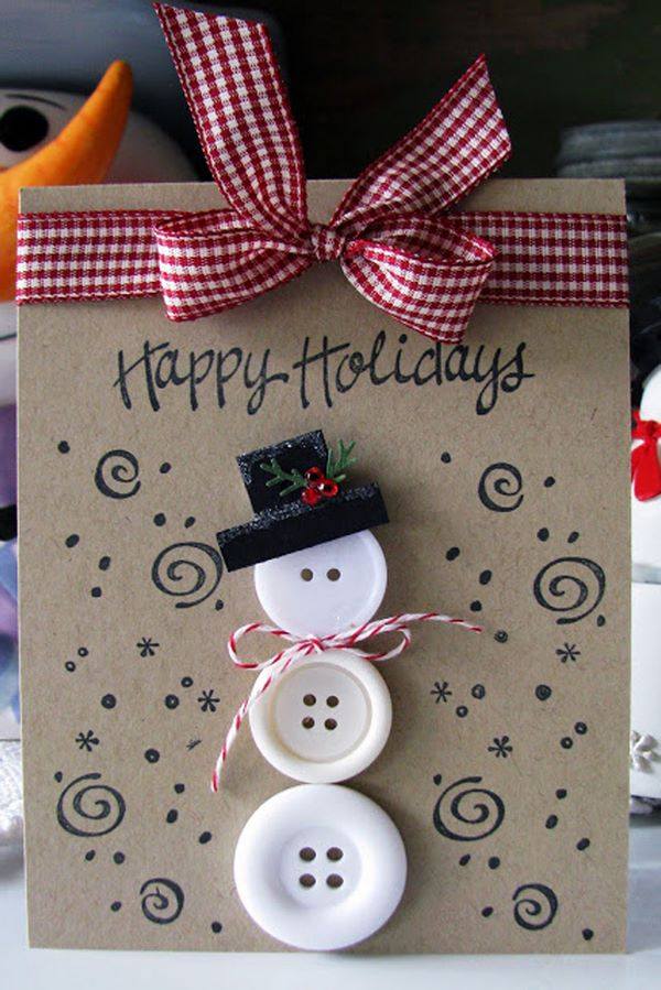 DIY snowman card Christmas greeting ideas kids crafts