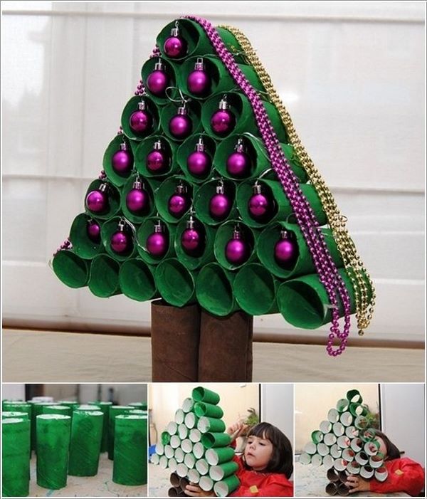 Diy paper roll Christmas tree craft ideas for kids