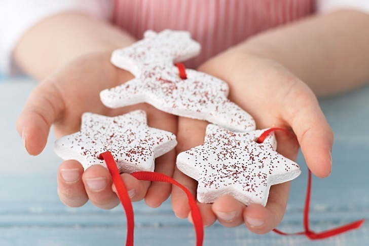 christmas crafts for kids salt dough tree ornaments with glitter