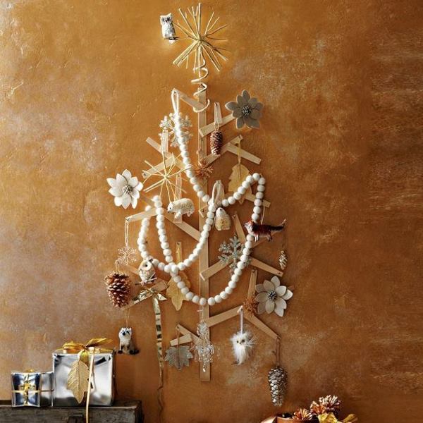 christmas wall decorating ideas wooden tree ornaments