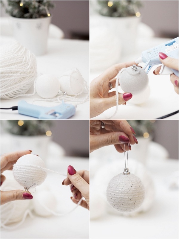 diy yarn bauble tutorial tree ornaments ideas