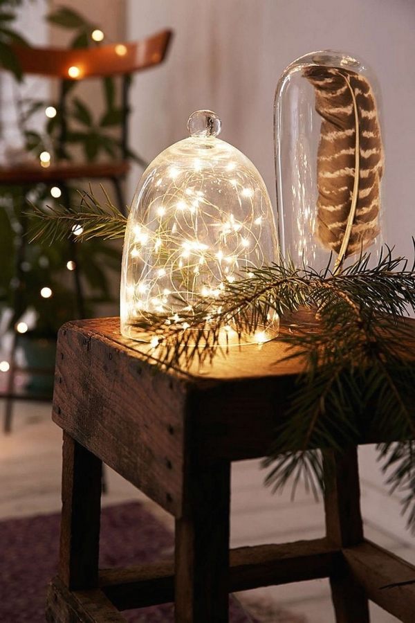 fascinating Christmas decorating ideas lights and pine branches