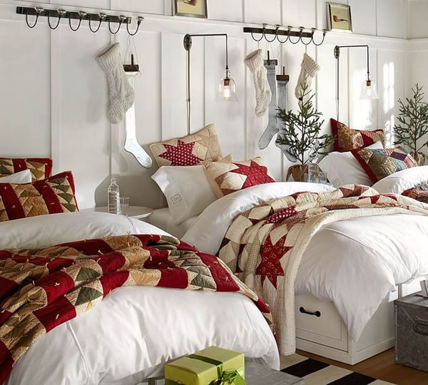 festive christmas decor in kids bedrooms