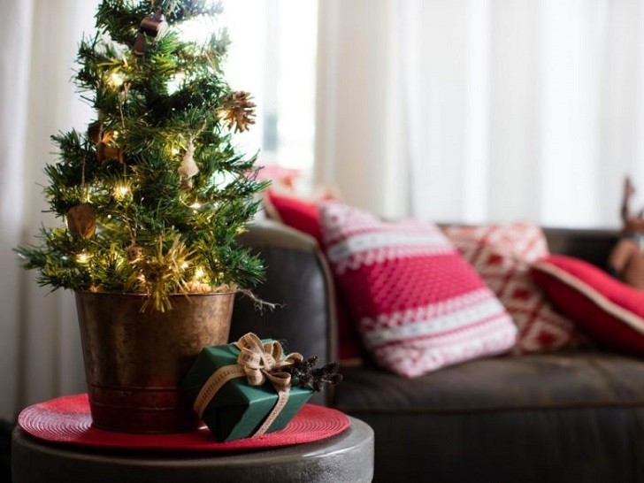 living room christmas decrating ideas tree in a bucket