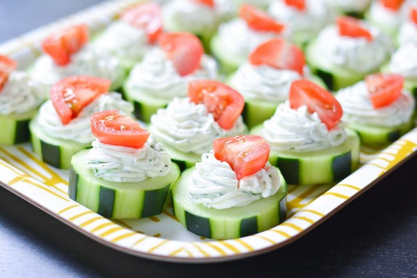 cucumber and cream cheese bites party finger food ideas for New years eve 