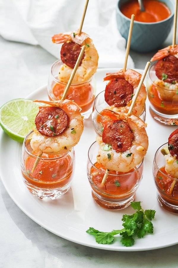 quick and easy party food ideas shrimp and chorizo skewers