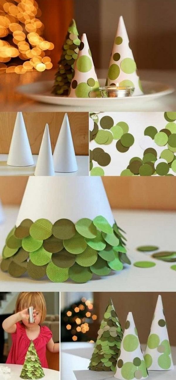 super cool paper crafts for kids Christmas tree tabletop decor