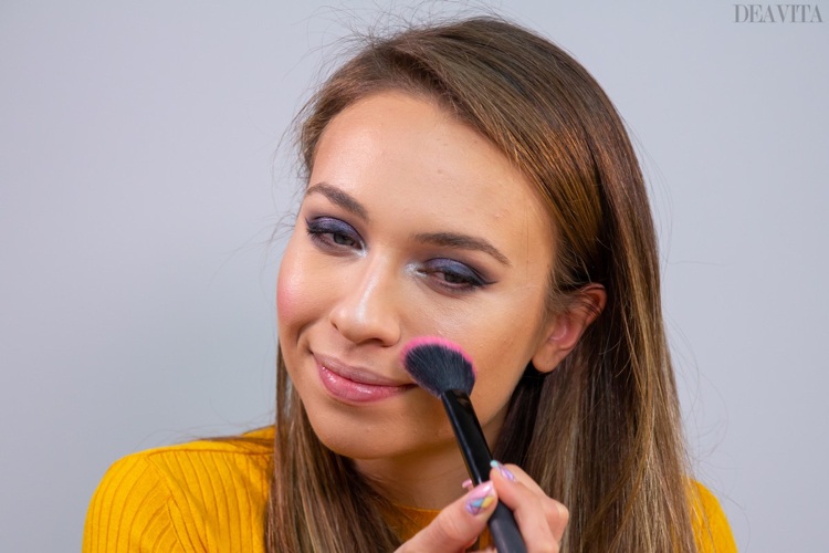 Apply blush with an angled brush