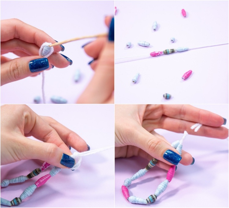 Creative bracelet with homemade paper beads step by step tutorial