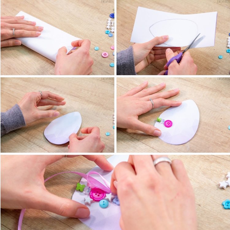DIY Easter card with buttons and beads materials instructions