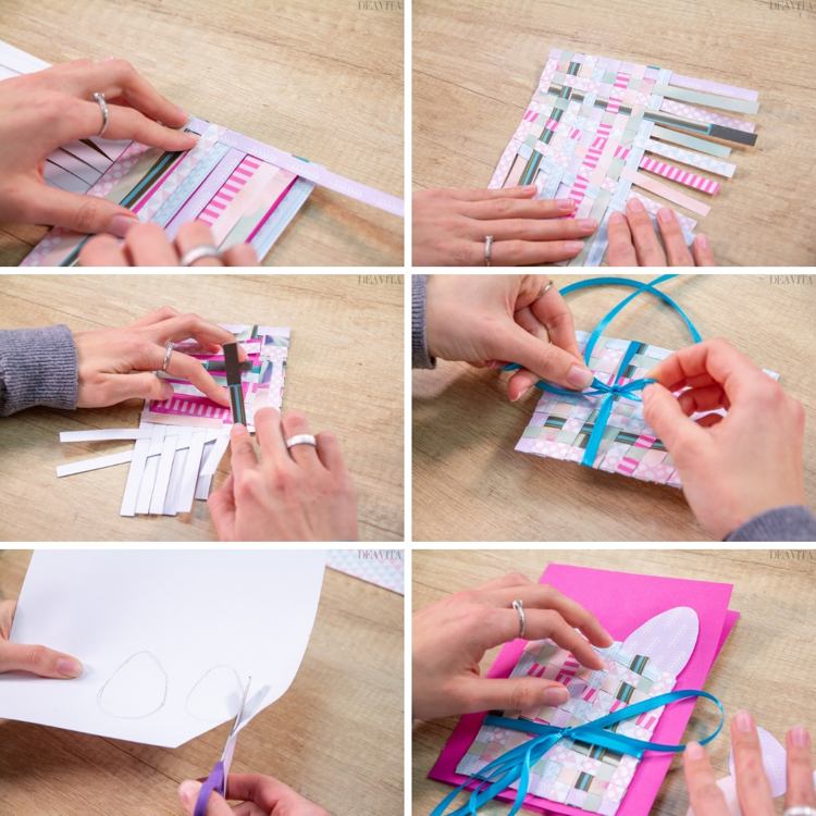 how to make Easter cards with paper basket and eggs