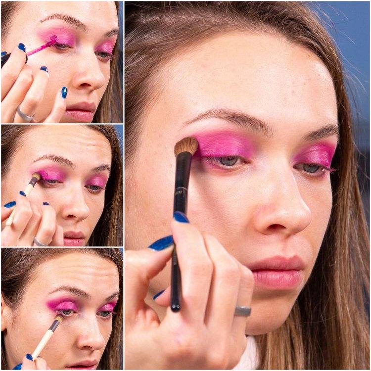DIY Makeup purple lip cream as eyeshadow