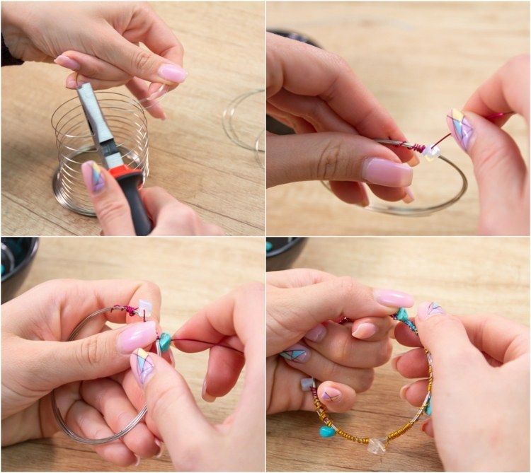 DIY bracelet bead chips decorations copper wire tutorial