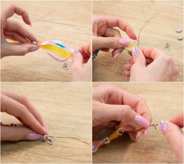 DIY bracelet ideas horseshoe beads and ribbons tutorial