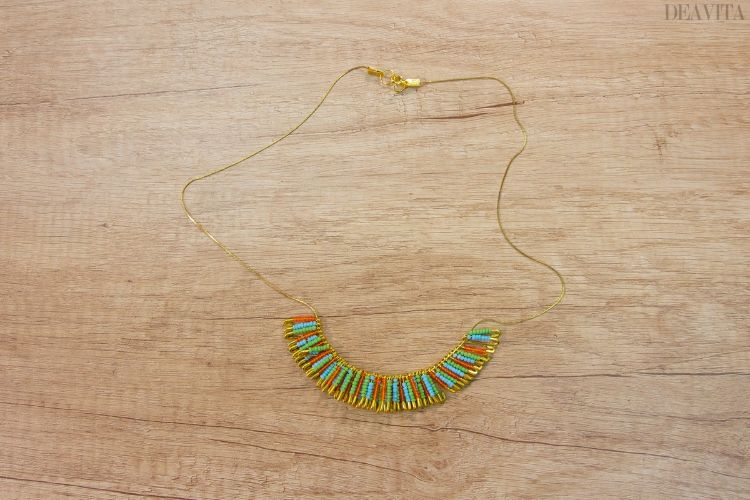DIY ethnic neclace safety pins and seed beads