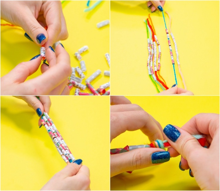 How to make a necklace from straws and washi tape step by step
