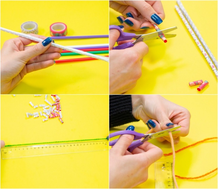 How to make a necklace from straws and washi tape tutorial