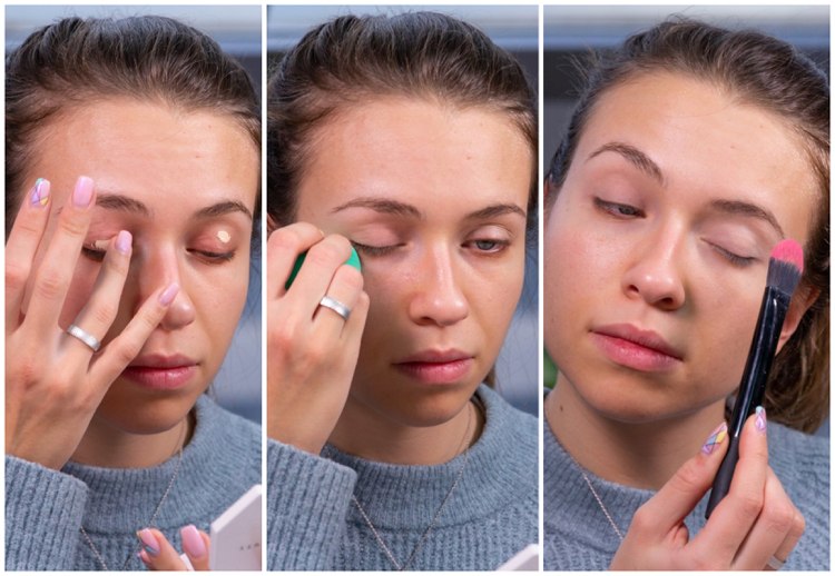 Makeup guide apply concealer to eyelids