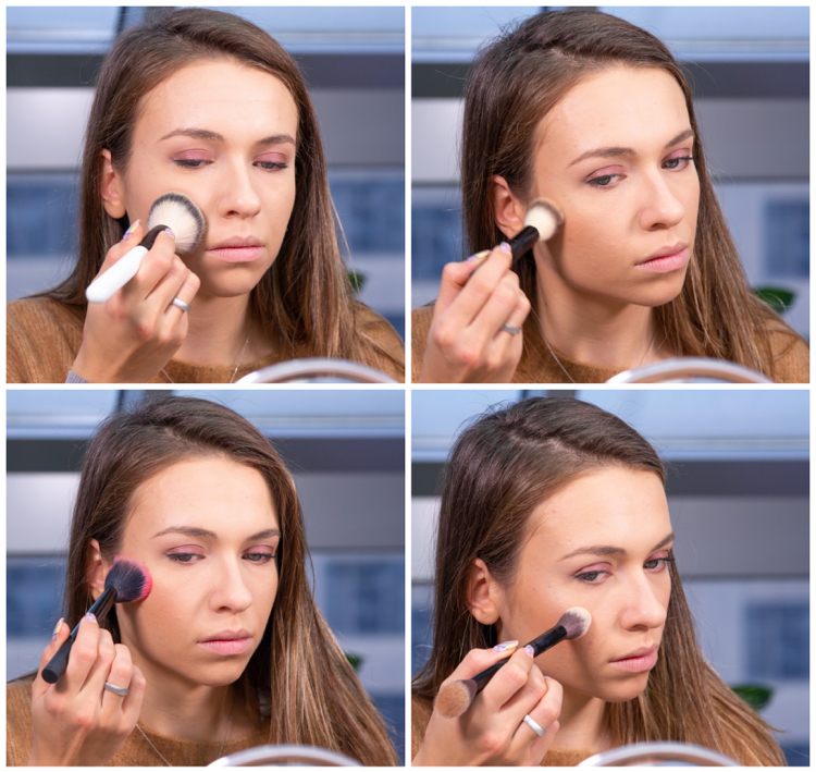 Makeup tutorial face contour powder blush bronzer and highlighter