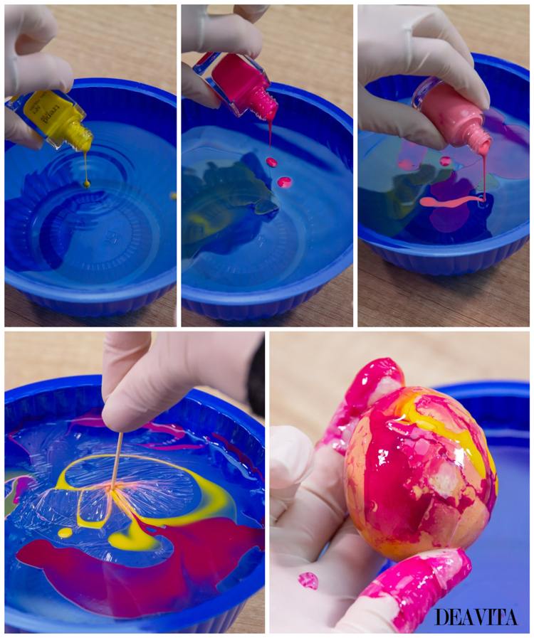 Nail polish marbled Easter eggs tutorial 