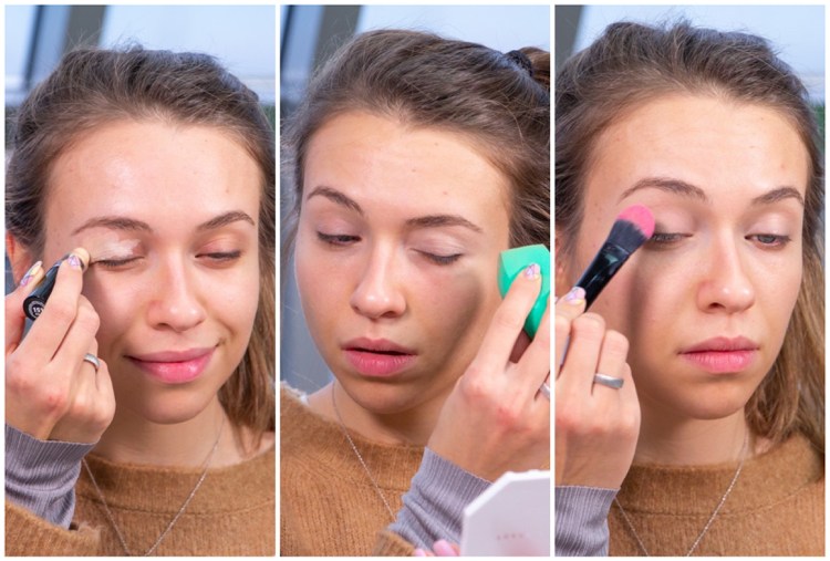 Natural makeup tutorial apply concealer to eyelids