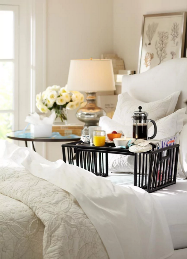 breakfast in bed tray table with additional space for books magazines