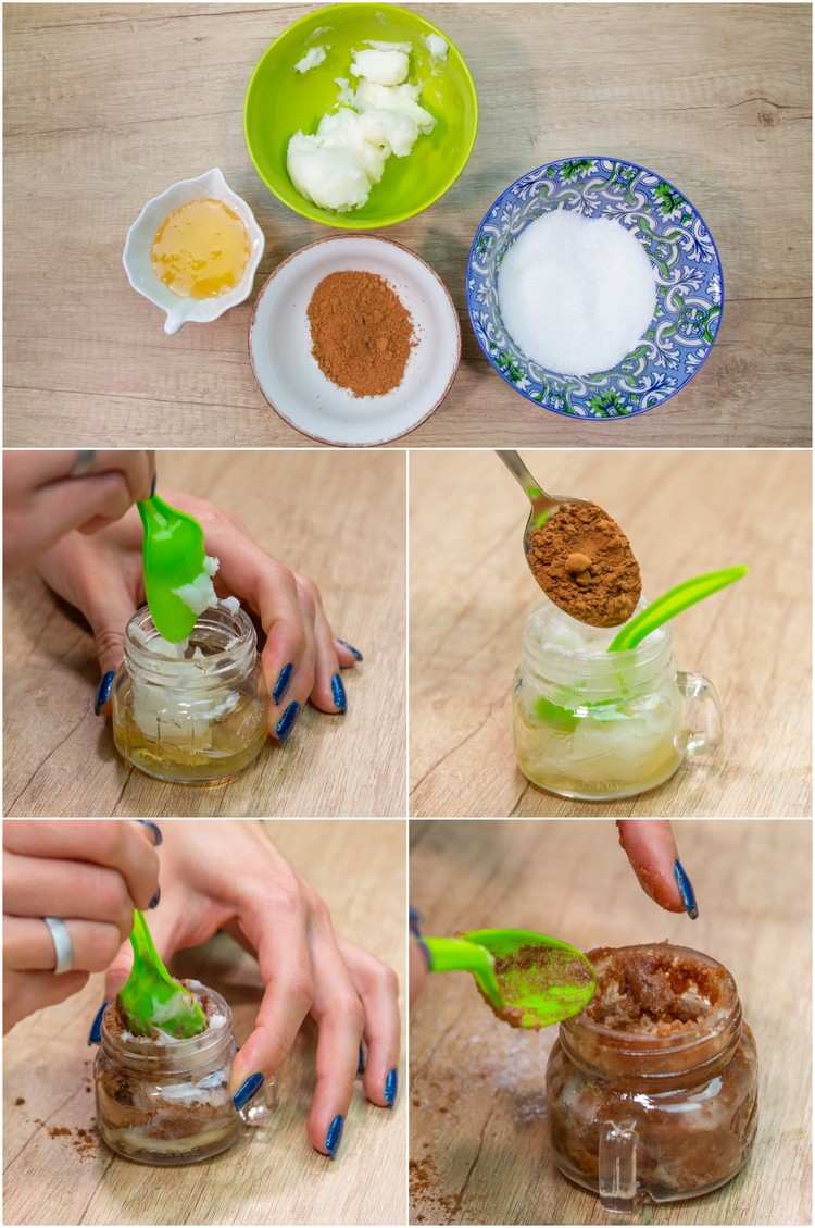 diy chocolate scrub with cocoa and coconut butter instructions