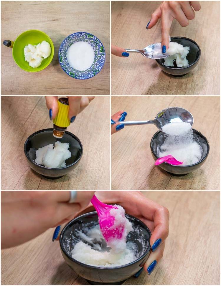DIY mint and coconut butter scrub instructions