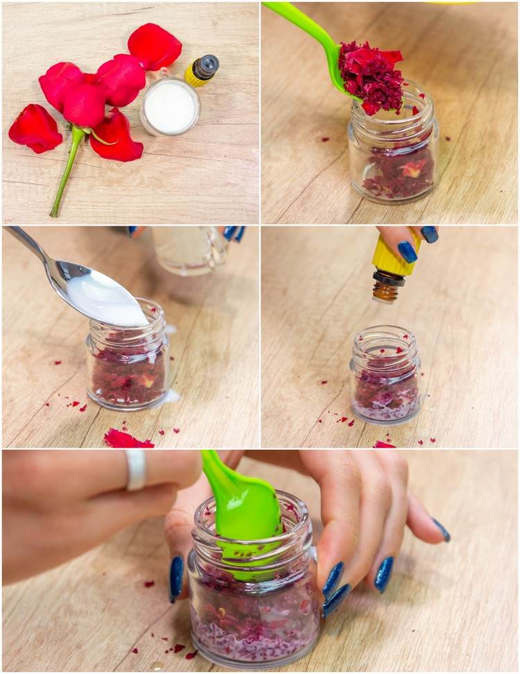 diy lip peeling with natural ingredients rose petals mint oil tutorial