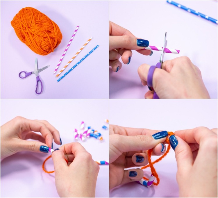 easy kids cratfts necklace made of straws instructions
