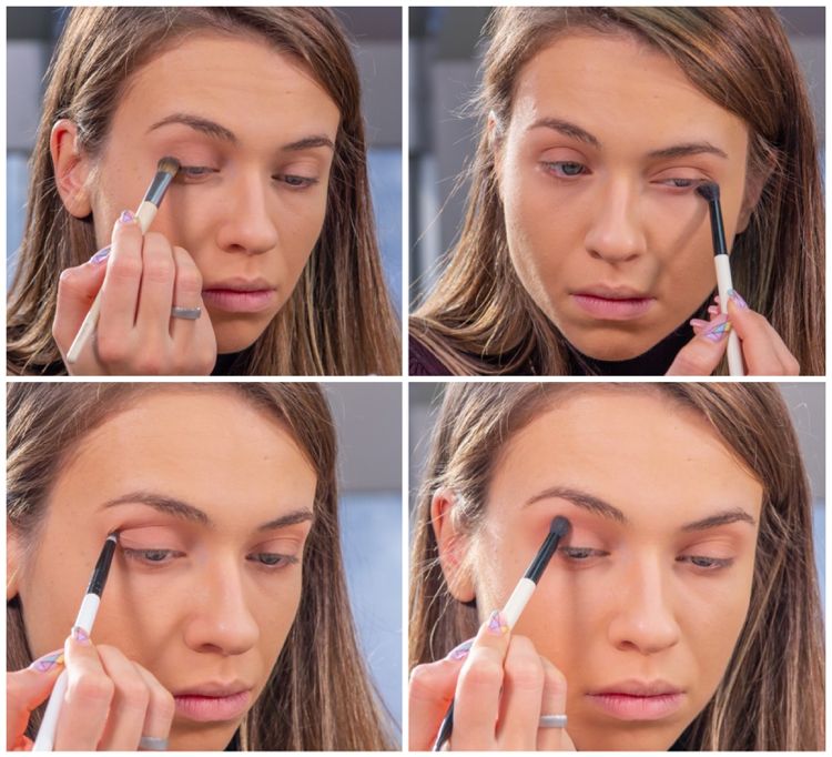 how to apply eyeshadow with different brush types