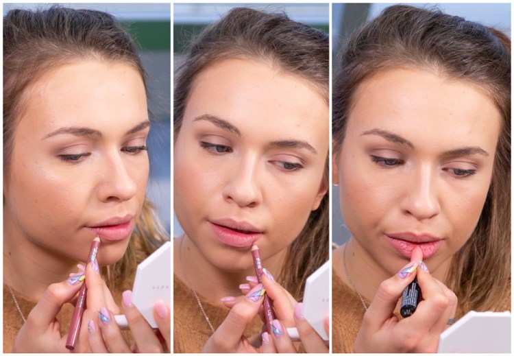 makeup natural look tutorial lip pencil pink lipstick
