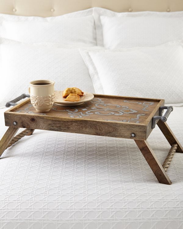 unique breakfast in bed tray table with vintage look 