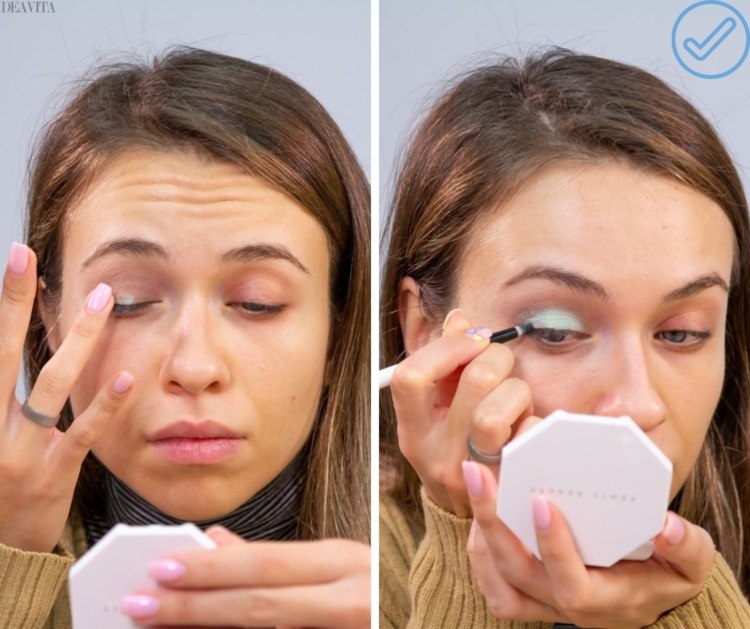 Apply shimmer eyeshadow with a packing brush