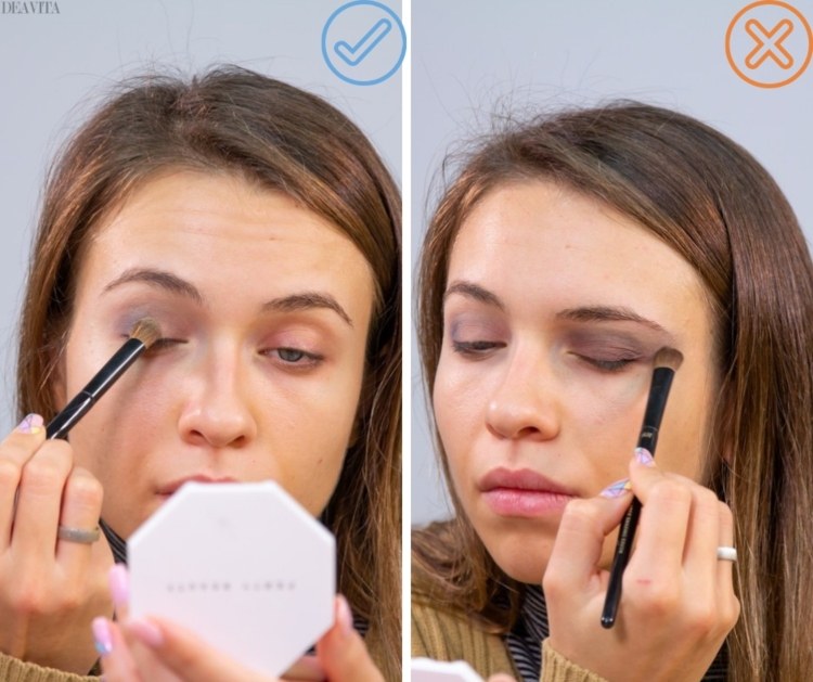 Blend eyeshadow with a clean small fluffy brush